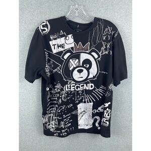 South Pole Shirt Women's XL Black The Legend‎ Bear Short Sleeve Graffiti
